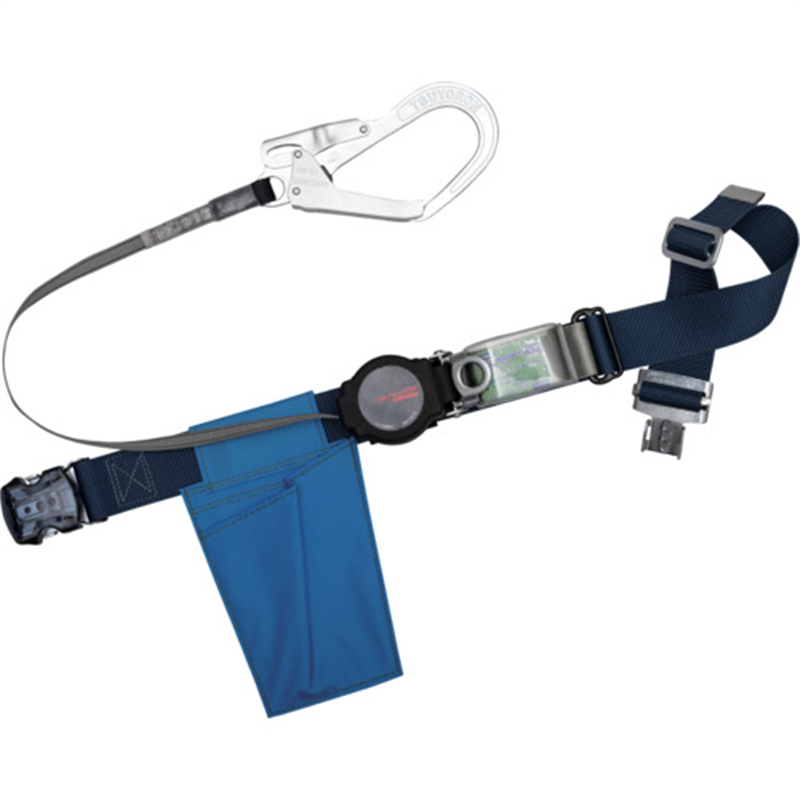 TSUYORON 胴ベルト型墜落制止用器具(巻取タイプ)ロック機構付き ワン・ハンドリトライト 紺 Mサイズ 幅50MM×長さ1200MM ワンタッチバックル仕様 1本（ご注文単位1本）【直送品】