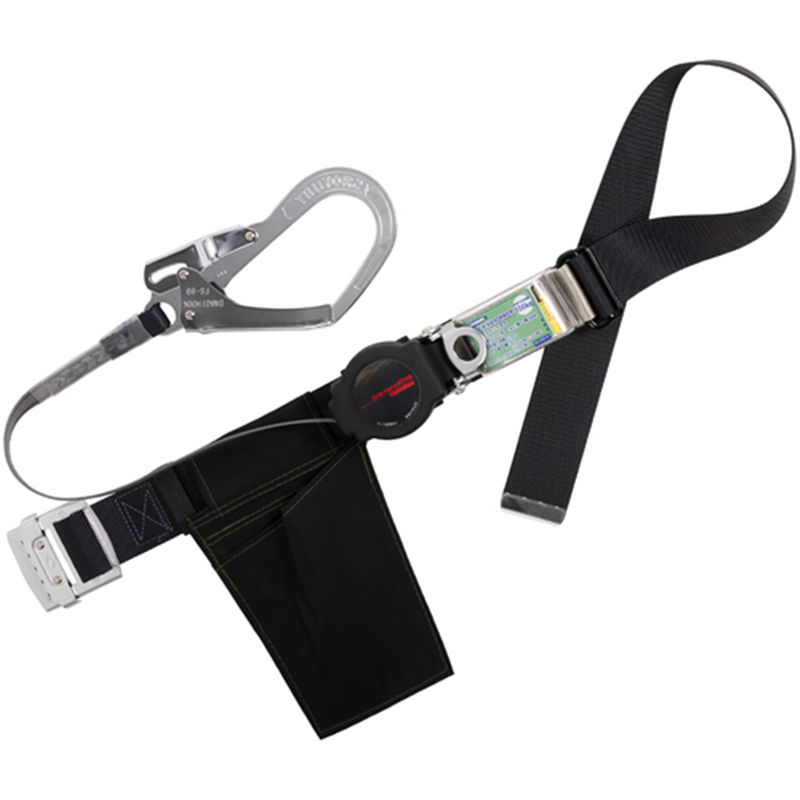 TSUYORON 胴ベルト型墜落制止用器具(巻取タイプ)ロック機構付き ワン・ハンドリトラ 黒 Lサイズ 幅50MM×長さ1400MM 1本（ご注文単位1本）【直送品】