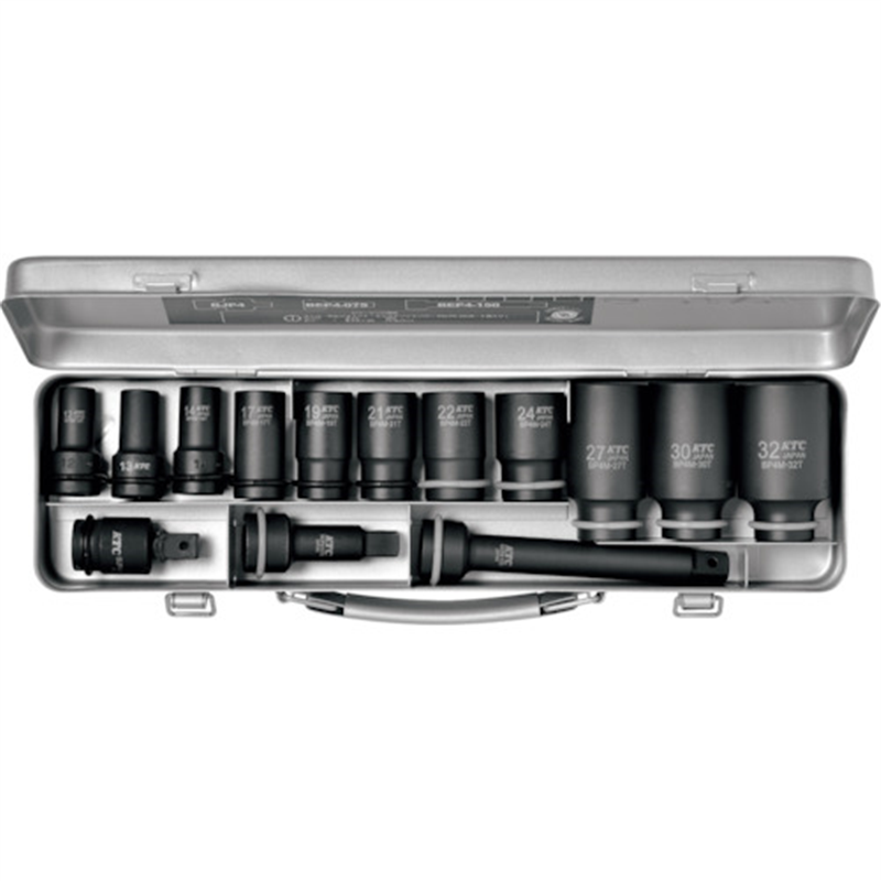 KTC 12.7sq.インパクトレンチ用ソケットレンチセット(セミディープ薄肉) 1セット（ご注文単位1セット）【直送品】