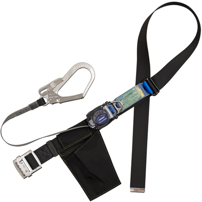 TSUYORON 胴ベルト型墜落制止用器具(巻取タイプ)ロック機構なし リトラ 黒 LLサイズ 幅50MM×長さ1600MM 130KG対応型 1本（ご注文単位1本）【直送品】