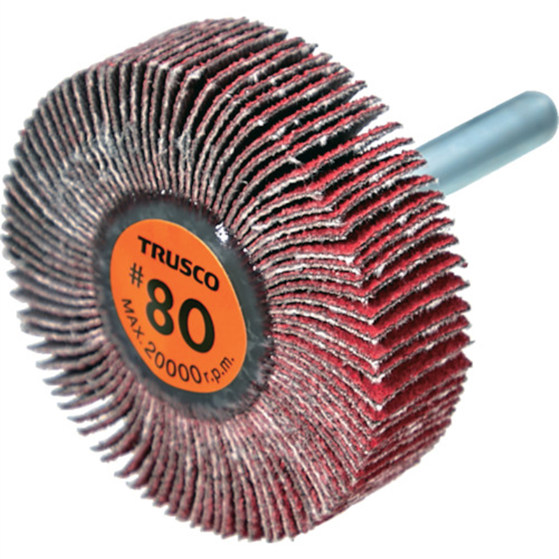 TRUSCO セラミックフラップホイール 軸径6mm #80 外径50×幅15×軸長40 (5個入) 1箱（ご注文単位1箱）【直送品】