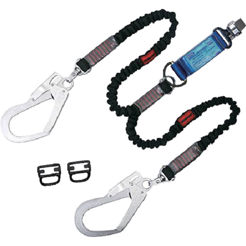 TSUYORON フルハーネス用ランヤード ツインランヤード 伸縮式ノビロン(BK)130KG対応型 1本（ご注文単位1本）【直送品】