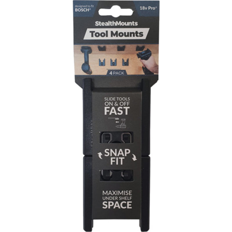 ステルスマウント ツールマウントボッシュ18V用(4個入り)ブラック 1セット（ご注文単位1セット）【直送品】