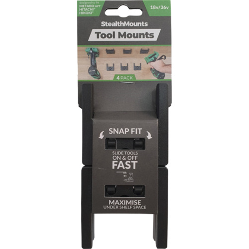 ステルスマウント ツールマウントハイコーキ/メタボHPT/ヒタチ18V用(4個入り)ブラック 1セット（ご注文単位1セット）【直送品】