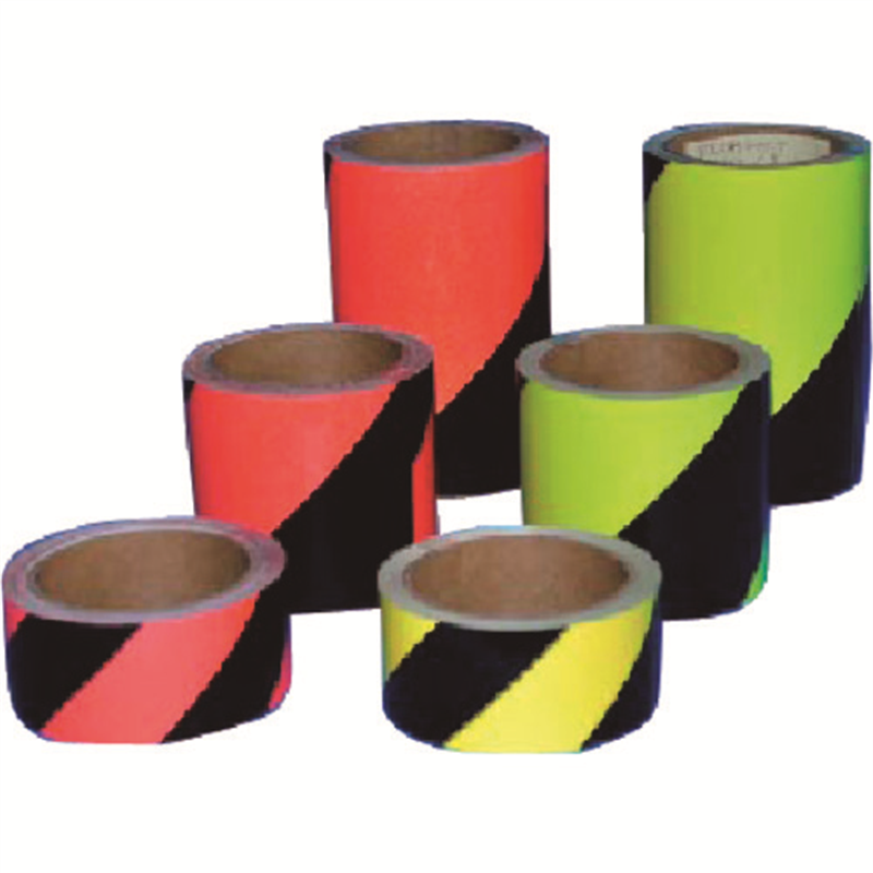 つくし 蛍光反射トラテープ 45mm幅×10m ライムイエロー・黒 1巻（ご注文単位1巻）【直送品】