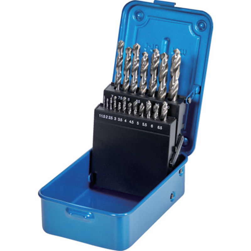 TRUSCO ハイスストレートドリル 19本組セット(スチールケース付) 1セット（ご注文単位1セット）【直送品】