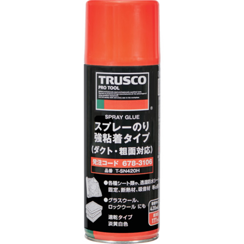 TRUSCO スプレーのり 強粘着タイプ(ダクト・粗面対応) 420ml 1本（ご注文単位1本）【直送品】