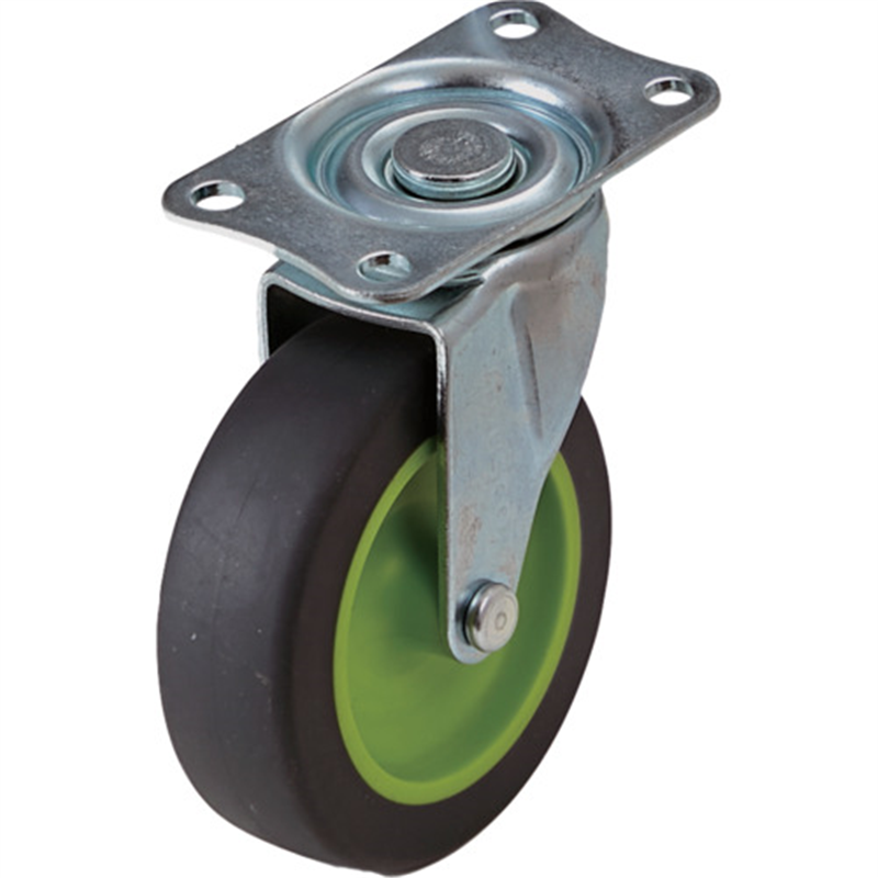 TRUSCO プレート式自在キャスターφ75 ライトグリーン 1個（ご注文単位1個）【直送品】