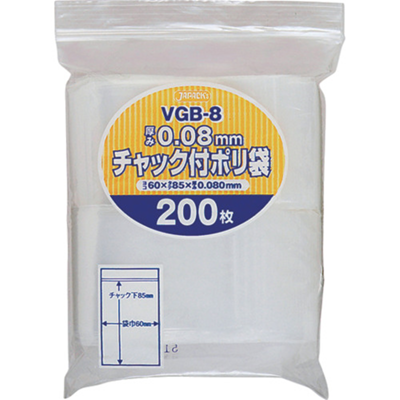 ジャパックス チャック付ポリ袋厚口 1袋（ご注文単位1袋）【直送品】