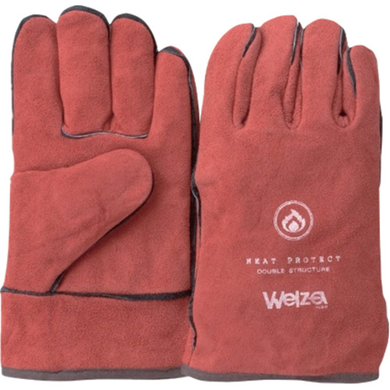 柏田 ウェルザ一般作業用5本指 レッド フリー 1双（ご注文単位1双）【直送品】