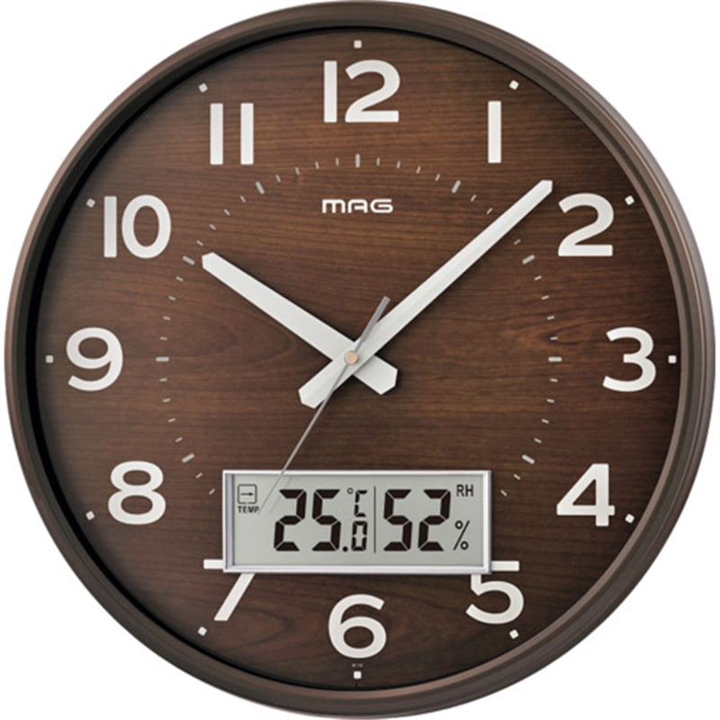 MAG 掛け時計 電波時計 アナログ ゴーフル 温度 湿度 夜間秒針停止機能 ナチュラル 直径36cm W-776BR-Z 1個（ご注文単位1個）【直送品】