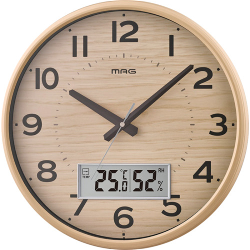 MAG 掛け時計 電波時計 アナログ ゴーフル 温度 湿度 夜間秒針停止機能 ナチュラル 直径36cm W-776N-Z 1個（ご注文単位1個）【直送品】