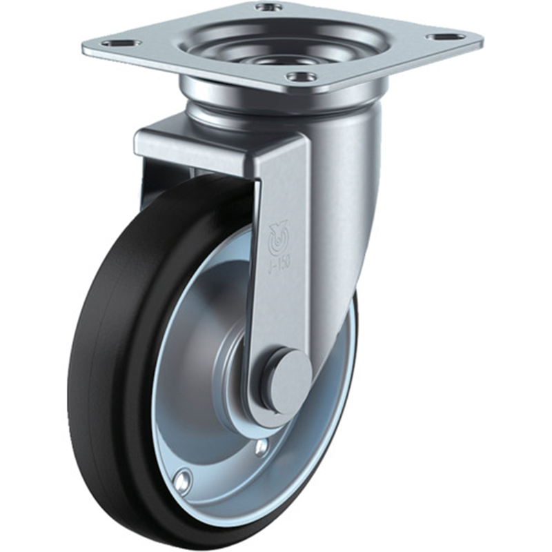 ユーエイ プレート式 自在 キャスター 導電ゴム 車輪径100mm  Jタイプ J型 取付寸法74×74(67×67) 1個（ご注文単位1個）【直送品】