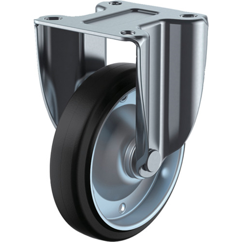 ユーエイ プレート式 固定 キャスター ゴム 車輪径125mm  Jタイプ K2型 取付寸法112×53(100×56) 1個（ご注文単位1個）【直送品】