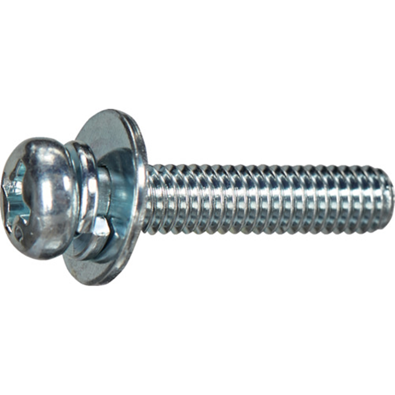 TRUSCO ナベ頭座金組込ねじ P=3 三価白 M4×25 10本入 (ばね座金+JISワッシャー付き) 少量パック 1袋（ご注文単位1袋）【直送品】