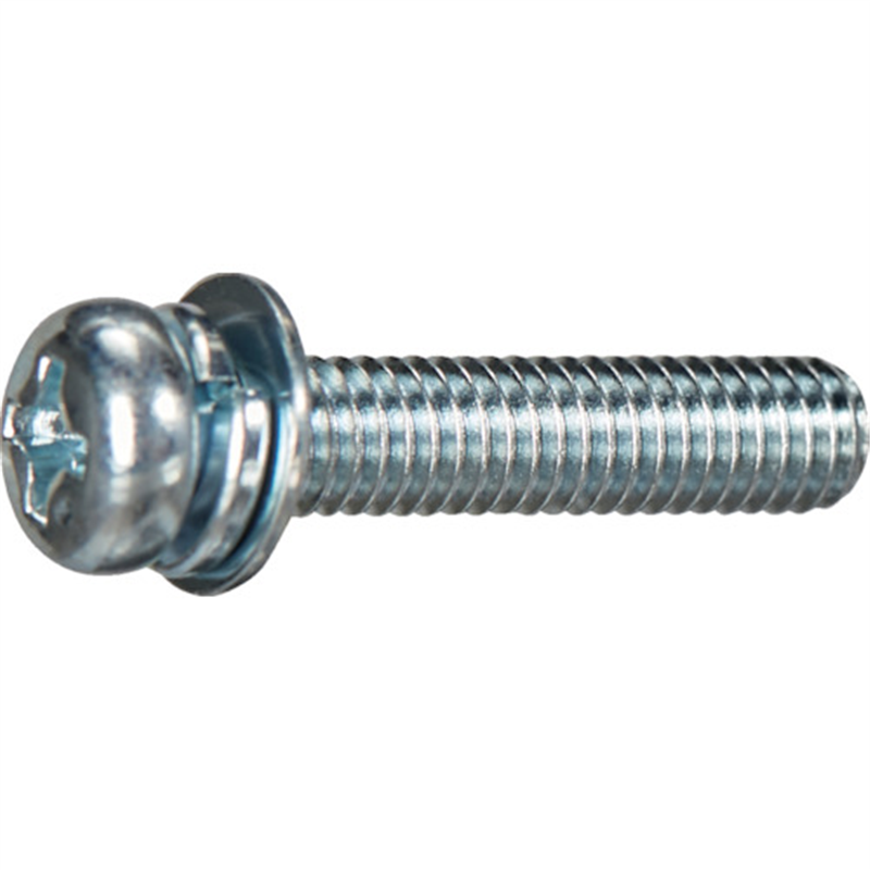 TRUSCO ナベ頭座金組込ねじ P=4 三価白 M5×10 10本入 (ばね座金+JIS小形ワッシャー付き) 少量パック 1袋（ご注文単位1袋）【直送品】