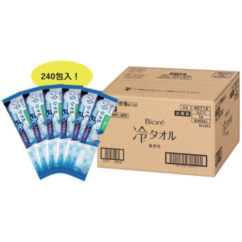 トラスコ中山 Kao ビオレ 冷タオル 無香性 ケース販売 白 240本/箱（ご注文単位1箱）【直送品】