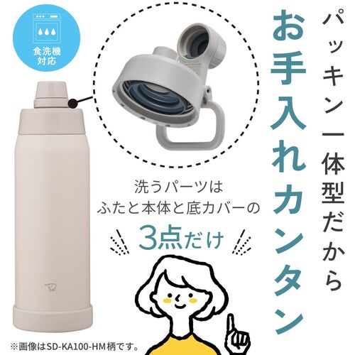 トラスコ中山 ZOJIRUSHI 水筒 ステンレスマグ 1.0L チャコールブラック 1個（ご注文単位1個）【直送品】