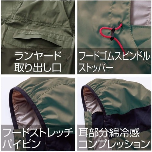 トラスコ中山 快適ウェア サイドファン半袖フードジャケット 4L ネイビー 1枚(ご注文単位1枚)【直送品】