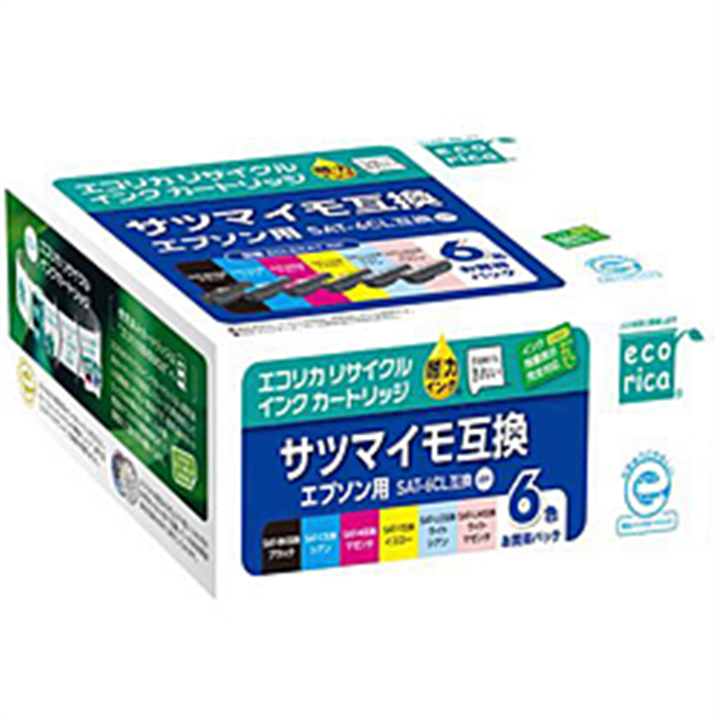 エコリカ 互換リサイクルインクカートリッジ [エプソン SAT-6CL] サツマイモ互換 6色パック ECI-ESAT-6P ECIESAT6P 1個（ご注文単位1個）【直送品】