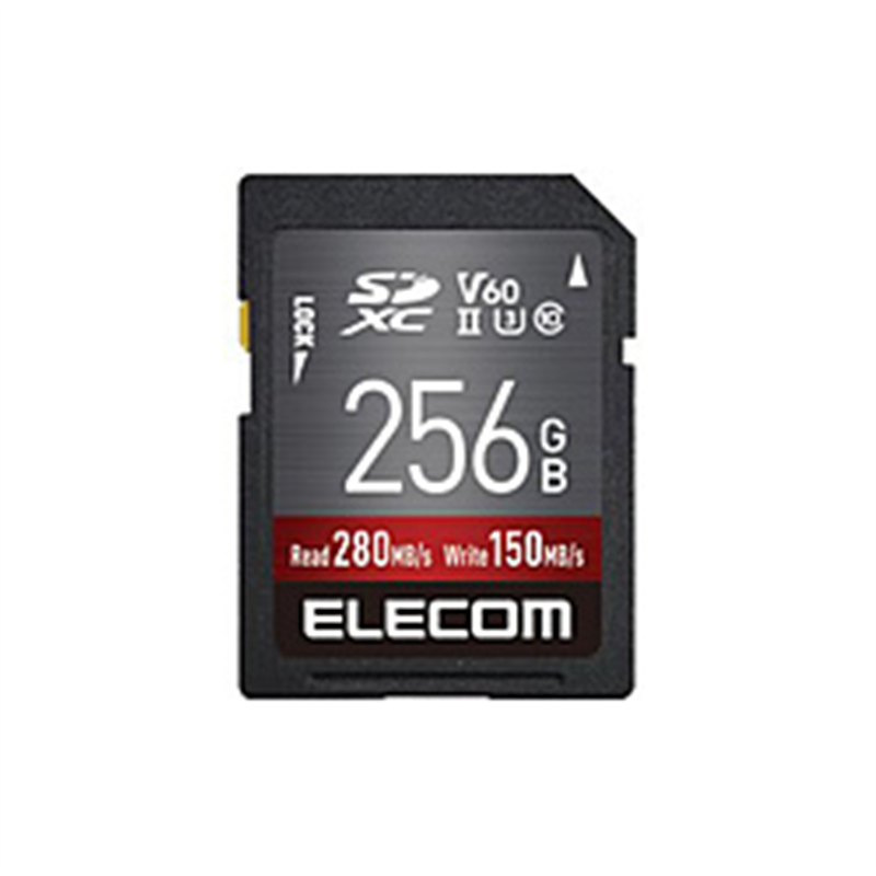エレコム SDカード SDXC Class10 UHS-II U3 V60 最大280MB/s 防水 IPX7 4K対応 データ復旧付 MF-FS256GU23V6R [256GB] 1個（ご注文単位1個）【直送品】