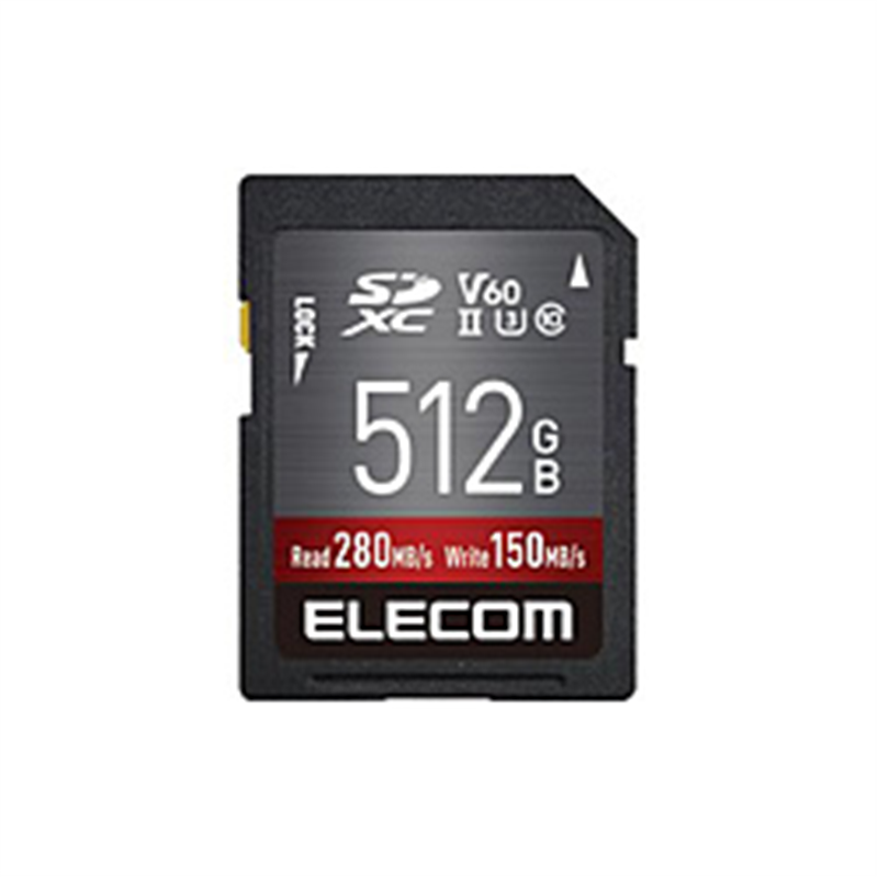 エレコム SDカード SDXC 512GB Class10 UHS-II U3 V60 最大転送速度280MB/s 防水 IPX7準拠 4K動画に最適 データ復旧サービス付 SD カード   MF-FS512GU23V6R ［512GB］ MFFS512GU23V6R 1個（ご注文単位1個）【直送品】