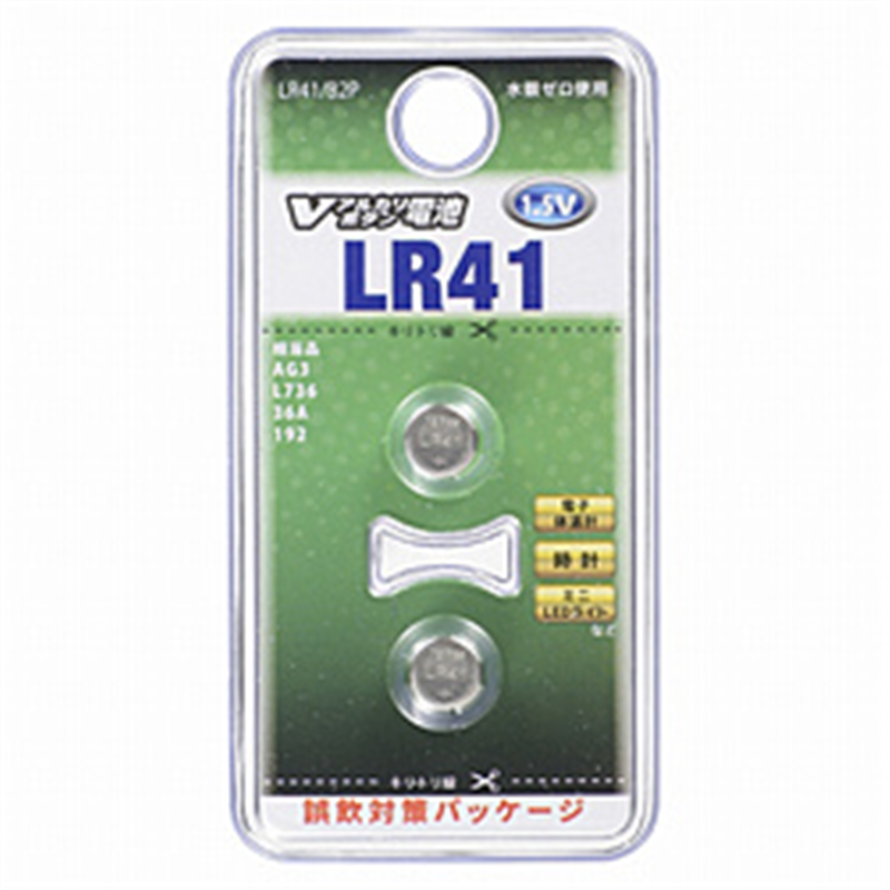 オーム電機 Vアルカリボタン　LR41/B2P   LR41/B2P ［2本 /アルカリ］ LR41B2P 1個（ご注文単位1個）【直送品】