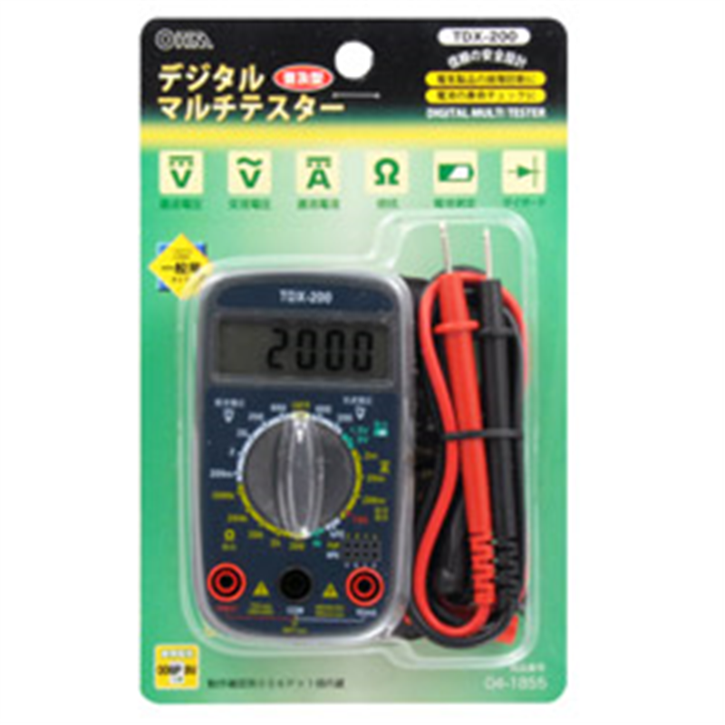 オーム電機 デジタルテスター　TDX-200 TDX200 1個（ご注文単位1個）【直送品】