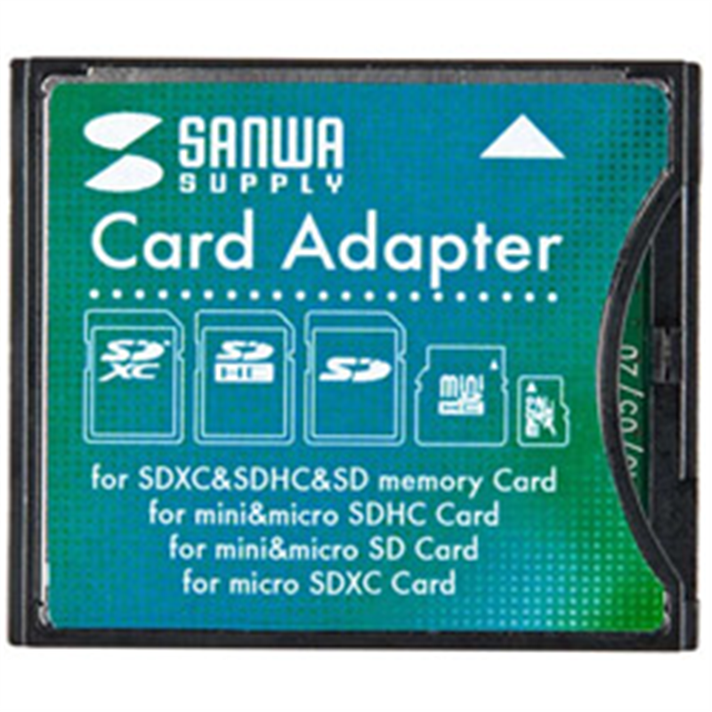 サンワサプライ ADR-SDCF2 SDXC用CF変換アダプタ（CF TypeIIスロット用）   ［SD⇒コンパクトフラッシュ］ ADRSDCF2 1個（ご注文単位1個）【直送品】