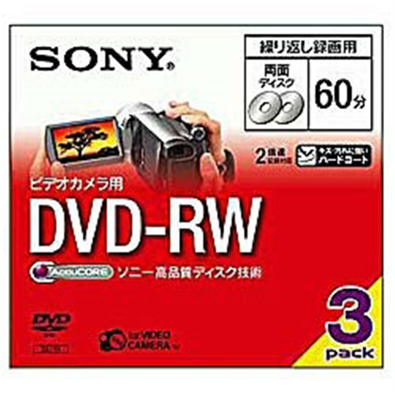 ソニー ビデオカメラ用 DVD-RW (8cm)   3DMW60A ［3枚］ 3DMW60A 1個（ご注文単位1個）【直送品】