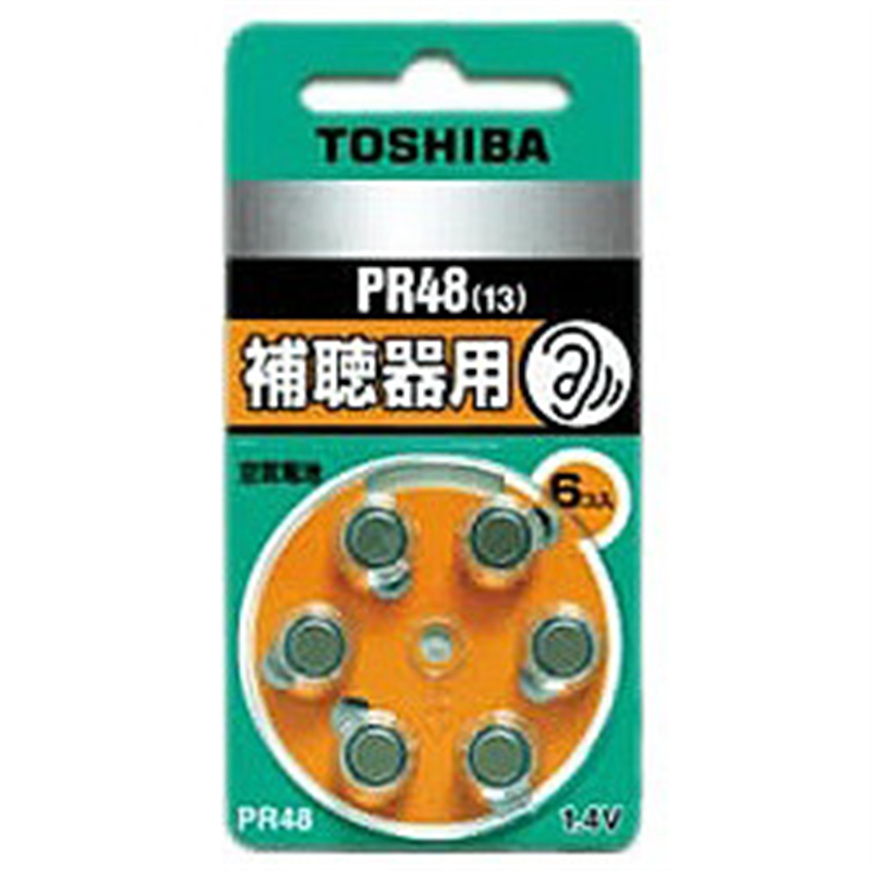 東芝 補聴器用電池 PR48V 6P  ［6本 /PR48(13)］ PR48V6P 1個（ご注文単位1個）【直送品】