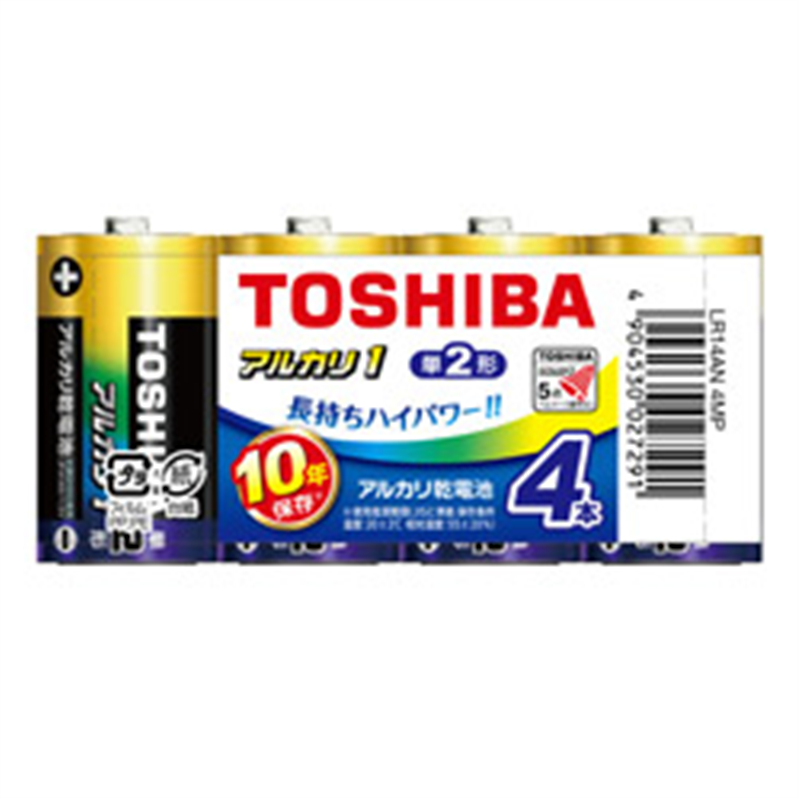 東芝 単2電池 LR14AN 4MP  ［4本 /アルカリ］ LR14AN4MP 1個（ご注文単位1個）【直送品】