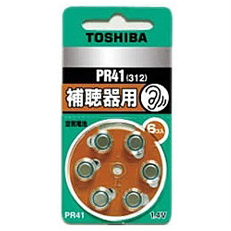 東芝 補聴器用電池 空気電池  PR41V 6P ［6本 /PR41(312)］ PR41V6P 1個（ご注文単位1個）【直送品】