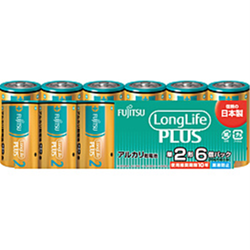 富士通 富士通アルカリ乾電池単2LongLifePlus6個パック   LR14LP6S LR14LP6S 1個（ご注文単位1個）【直送品】