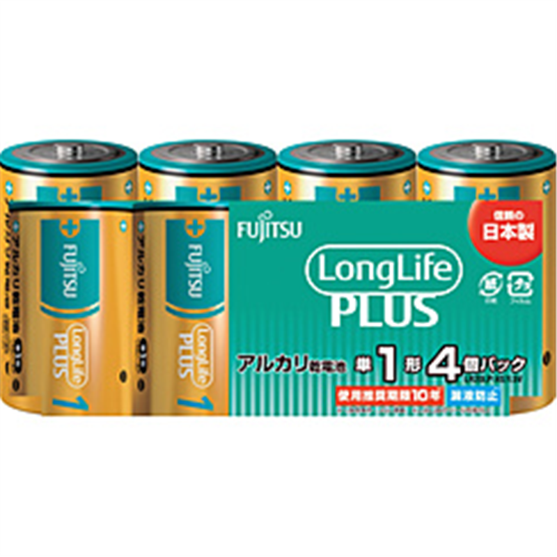 富士通 富士通アルカリ乾電池単1LongLifePlus4個パック   LR20LP4S LR20LP4S 1個（ご注文単位1個）【直送品】