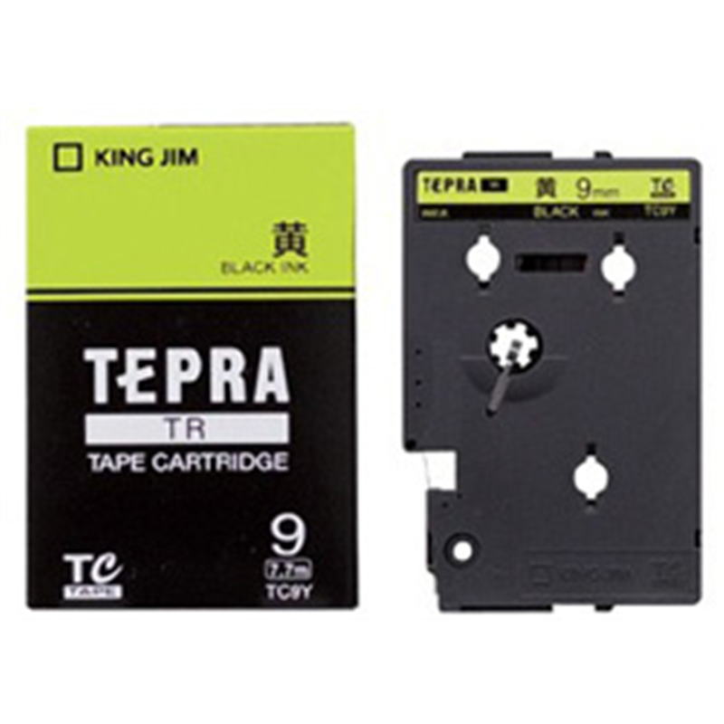 キングジム カラーラベル(パステル) テープ TC9Y 黄 ［黒文字 /9mm幅］ TC9Y 1個（ご注文単位1個）【直送品】