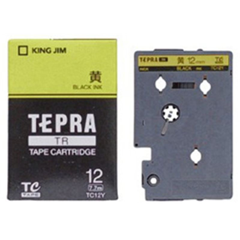 キングジム カラーラベル(パステル) テープ TC12Y 黄 ［黒文字 /12mm幅］ TC12Y 1個（ご注文単位1個）【直送品】