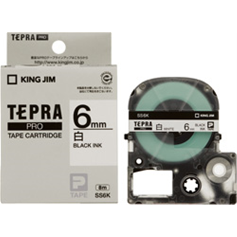キングジム 白ラベルテープ SS6K 白 ［黒文字 /6mm幅］ SS6K 1個（ご注文単位1個）【直送品】