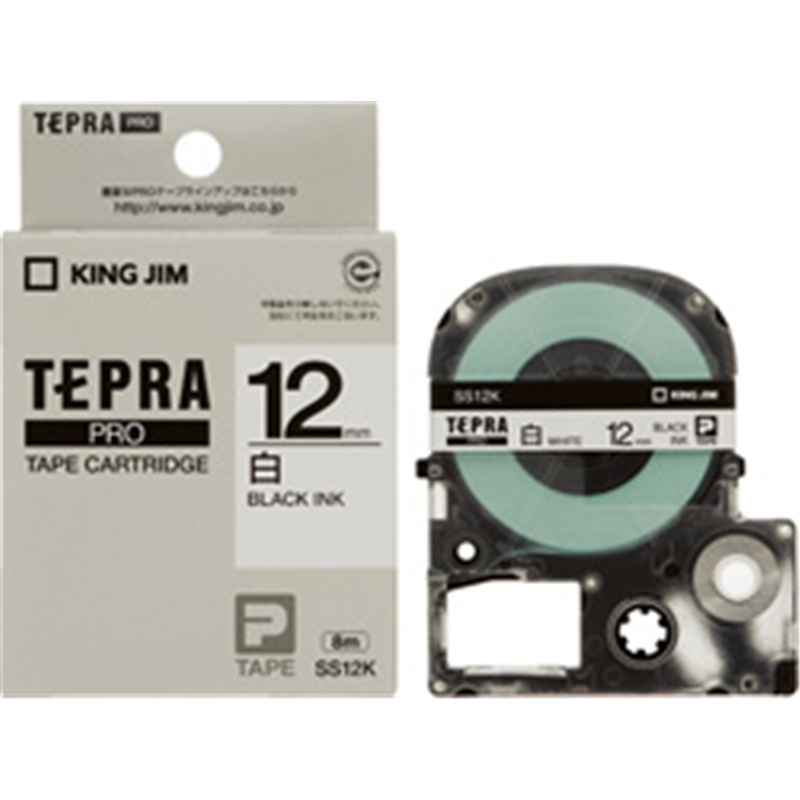 キングジム 白ラベルテープ SS12K 白 ［黒文字 /12mm幅］ SS12K 1個（ご注文単位1個）【直送品】