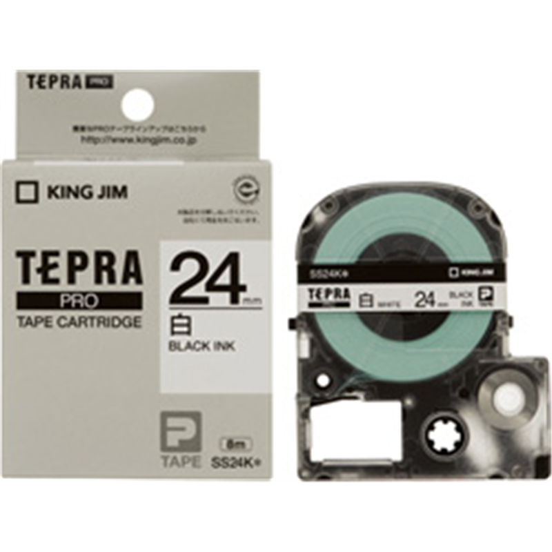 キングジム 白ラベルテープ SS24K 白 ［黒文字 /24mm幅］ SS24K 1個（ご注文単位1個）【直送品】
