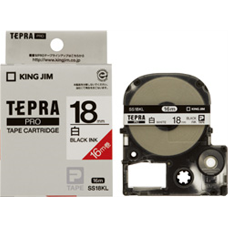 キングジム 白ラベルテープ SS18KL 白 ［黒文字 /18mm幅］ SS18KL 1個（ご注文単位1個）【直送品】