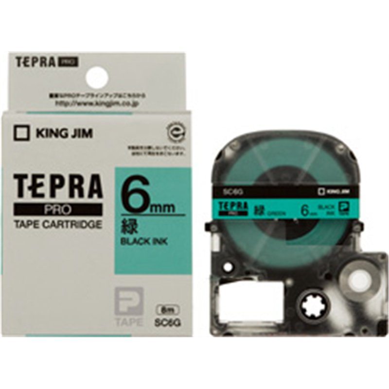 キングジム カラーラベル(パステル)テープ SC6G 緑 ［黒文字 /6mm幅］ SC6 1個（ご注文単位1個）【直送品】