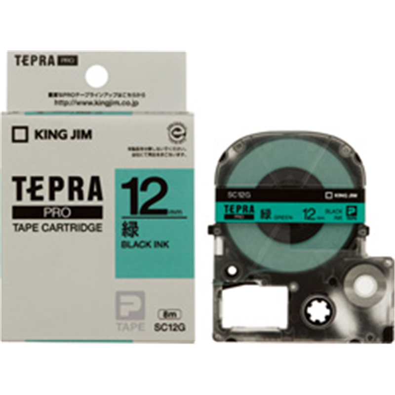 キングジム カラーラベル(パステル)テープ SC12G 緑 ［黒文字 /12mm幅］ SC12 1個（ご注文単位1個）【直送品】