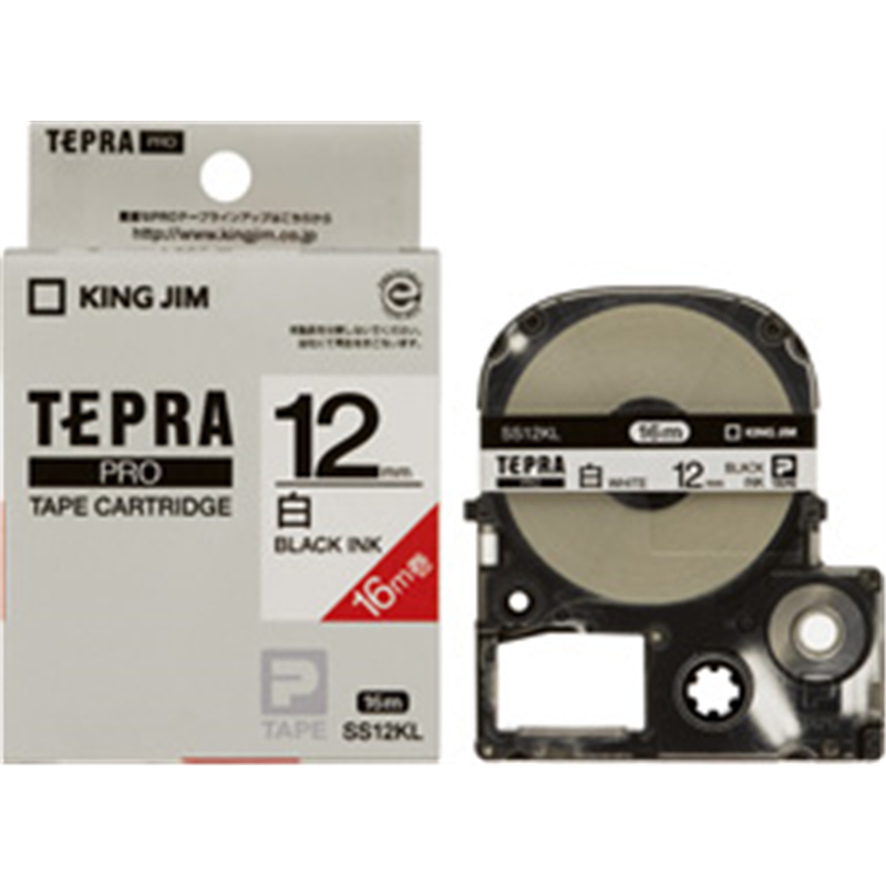 キングジム 白ラベルテープ SS12KL 白 ［黒文字 /12mm幅］ SS12KL 1個（ご注文単位1個）【直送品】