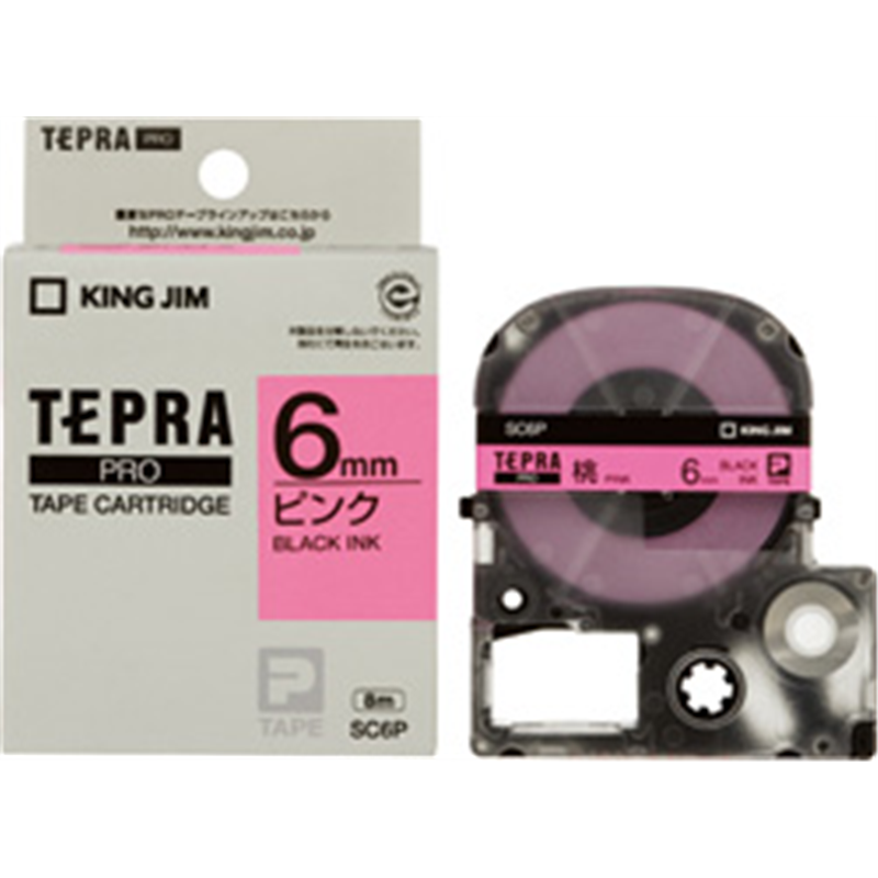 キングジム カラーラベル(パステル)テープ SC6P ピンク ［黒文字 /6mm幅］ SC6 1個（ご注文単位1個）【直送品】
