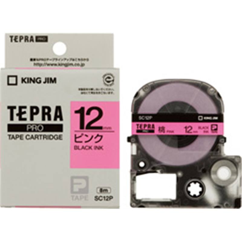 キングジム カラーラベル(パステル) テープ SC12P ピンク ［黒文字 /12mm幅］ SC12 1個（ご注文単位1個）【直送品】