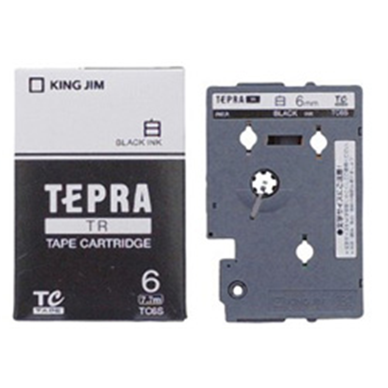 キングジム 白ラベルテープ TC6S 白 ［黒文字 /6mm幅］ TC6S 1個（ご注文単位1個）【直送品】
