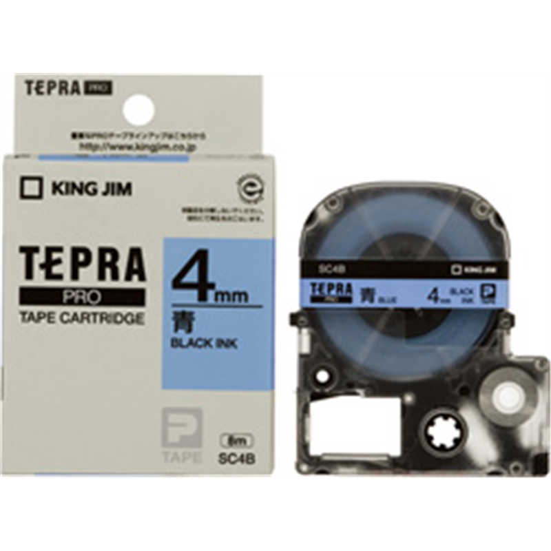 キングジム カラーラベル(パステル)テープ SC4B 青 ［黒文字 /4mm幅］ SC4 1個（ご注文単位1個）【直送品】