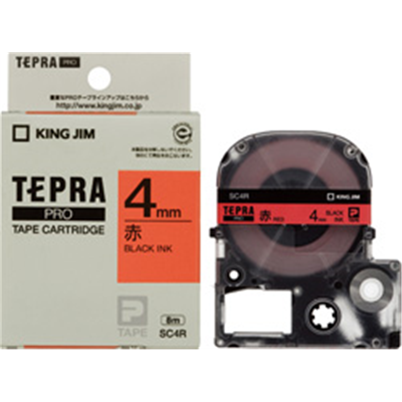キングジム カラーラベル(パステル)テープ SC4R 赤 ［黒文字 /4mm幅］ SC4R 1個（ご注文単位1個）【直送品】