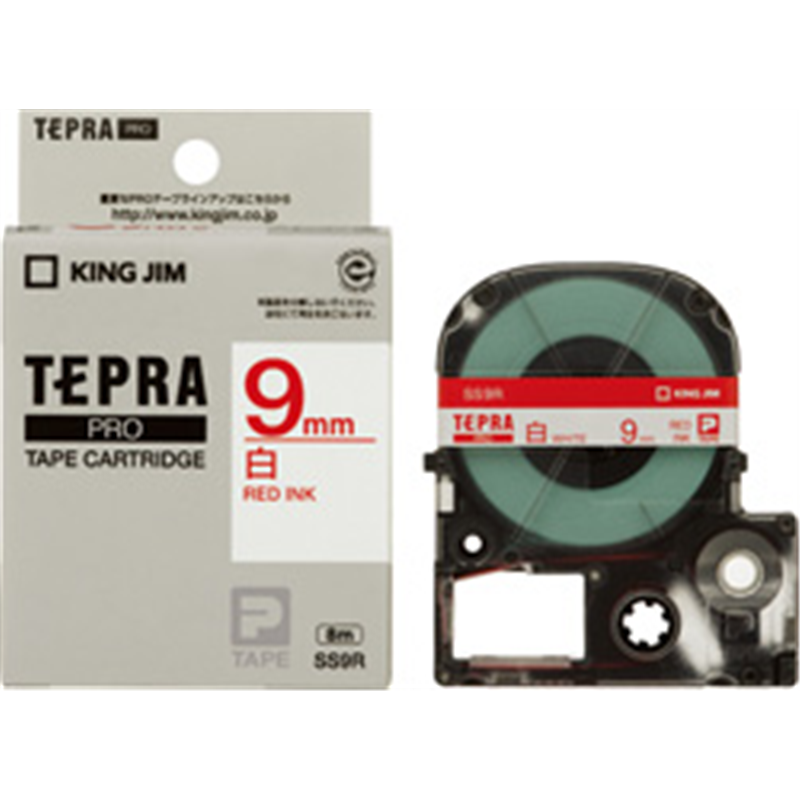キングジム 白ラベルテープ SS9R 白 ［赤文字 /9mm幅］ SS9R 1個（ご注文単位1個）【直送品】